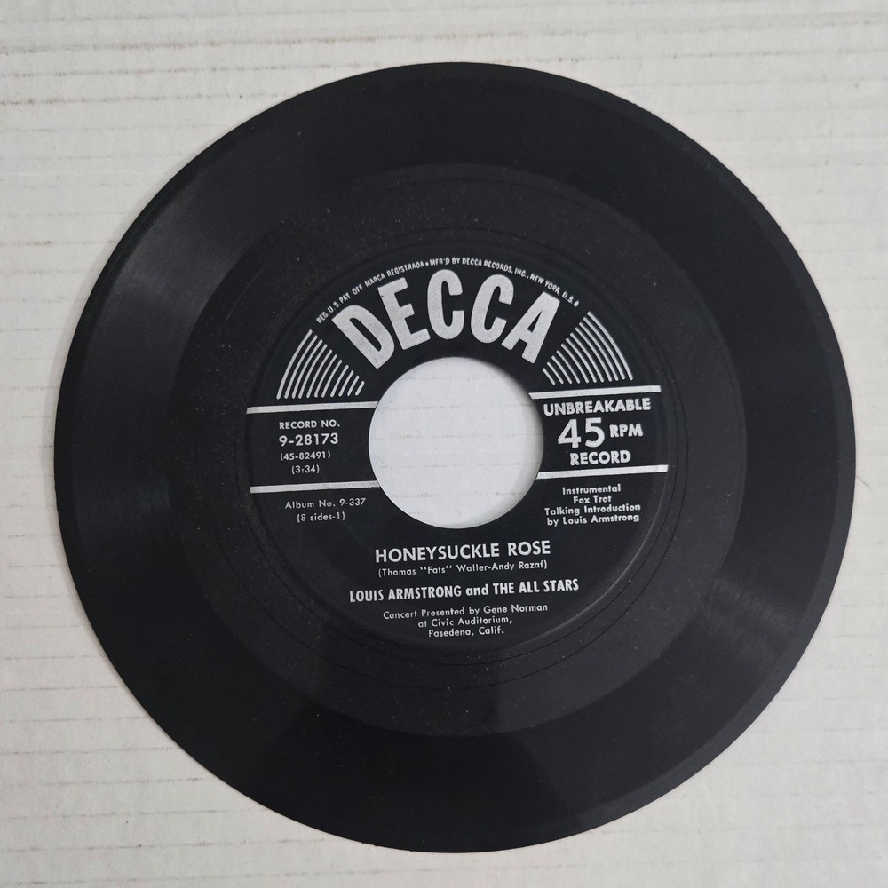Vintage Louis Armstrong All Stars Honeysuckle Rose 45 RPM Record Decca 9-28173 - Picture 3 of 6